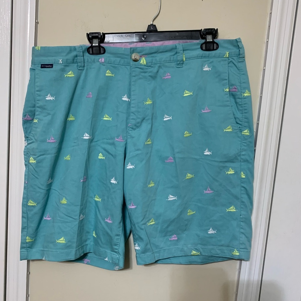 Columbia Flat Front Blue and Yellow Swim Shorts